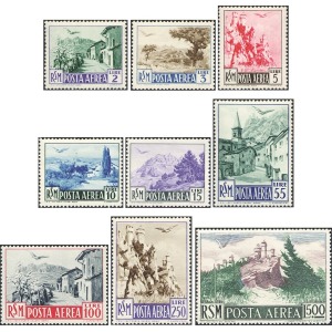SAN MARINO - 1950 - Posta Aerea: vedute - 9 v.