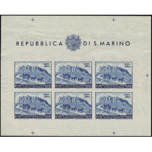 SAN MARINO - 1951 - Posta Aerea: 75° dell'Unione Postale Universale 200 L. (non dent.) - 1 BF