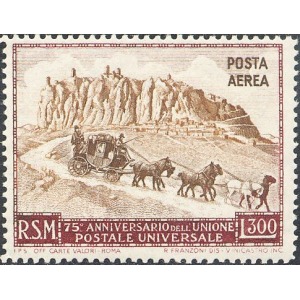 SAN MARINO - 1951 - Posta Aerea: 75° dell'Unione Postale Universale 300 L. - 1 v. da BF