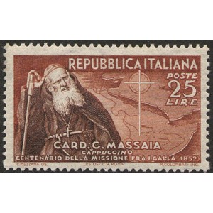 ITALIA - 1952 - 100° missione in Etiopia del Cadinale Guglielmo Massaia - 1 v.