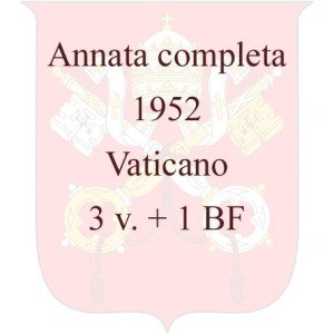 VATICANO - 1952 - Annata completa - 3 v. + 1 BF