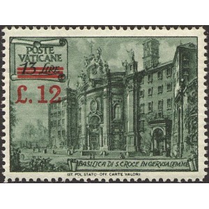 VATICANO - 1952 - Basilica romana soprast. 12 L. su 13 L. - 1 v.