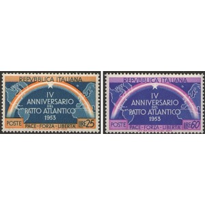 ITALIA - 1953 - 4° del Patto Atlantico - 2 v.