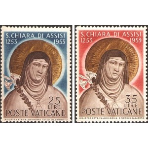 VATICANO - 1953 - 700° della morte di Santa Chiara di Assisi - 2 v.