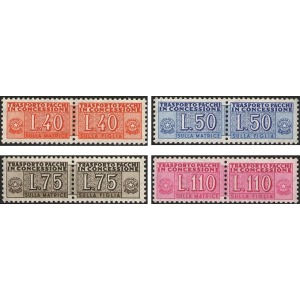 ITALIA - 1953 - Pacchi in Concessione: Cifre (fil. ruota alata) - 4 v.