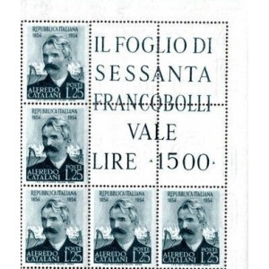 ITALIA - 1954 - 100° della nascita di Alfredo Catalani - 1 blocco angolare