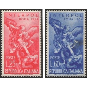 ITALIA - 1954 - 23° assemblea dell'Interpol - 2 v.