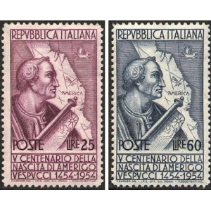 ITALIA - 1954 - 500° della nascita di Amerigo Vespucci - 2 v.