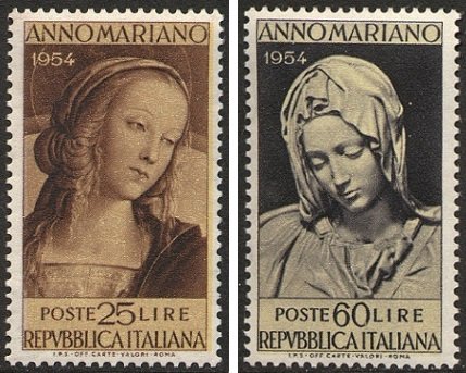 1954 Anno Mariano 2 v. Italia ITALIA - 1954 - Anno Mariano - 2 v.