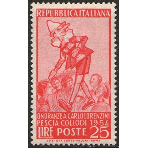ITALIA - 1954 - Onoranze a Carlo Lorenzini (Collodi) - 1 v.