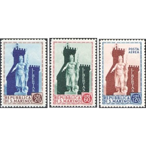 SAN MARINO - 1954 - Statua della Libertà + Posta Aerea - 3 v.