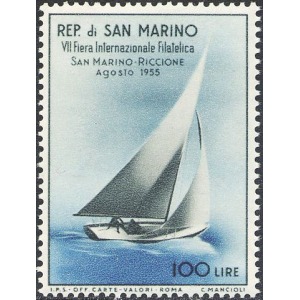 SAN MARINO - 1955 - 7° Fiera internazionale filatelica San Marino-Riccione - 1 v.