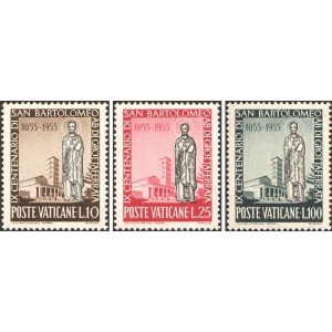 VATICANO - 1955 - 900° della morte di San Bartolomeo - 3 v.