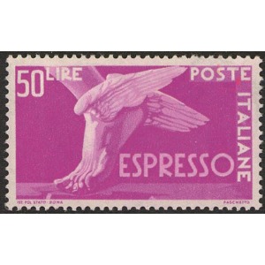 ITALIA - 1955 - Espresso: Democratica 50 L. (fil. stelle II) - 1 v.