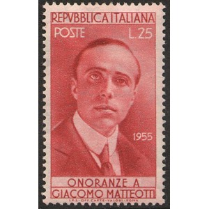 ITALIA - 1955 - Onoranze a Giacomo Matteotti - 1 v.