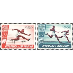 SAN MARINO - 1955 - Posta Aerea: 1° mostra dela francobollo Olimpico - 2 v.