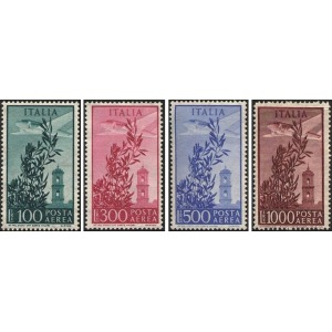 ITALIA - 1955 - Posta Aerea: Torre del Campidoglio (fil. stelle) - 4 v.