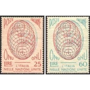 ITALIA - 1956 - Ammissione dell'Italia all'ONU - 2 v.