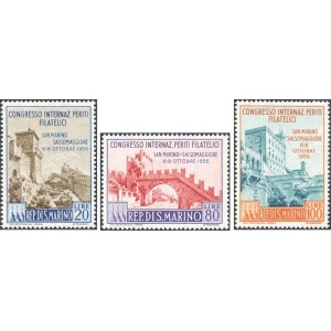 SAN MARINO - 1956 - Congresso internazionale periti filatelici - 3 v.
