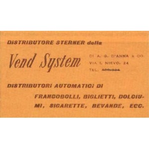 ITALIA - 1956 - Libretto Vend System color arancio 10 x 10 L. - 1 libretto
