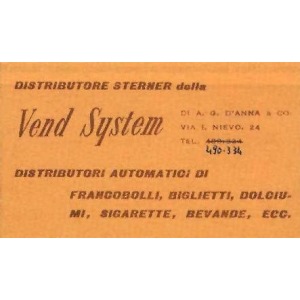 ITALIA - 1956 - Libretto Vend System color arancio 10 x 10 L. con numero telefonico corretto a penna - 1 libretto
