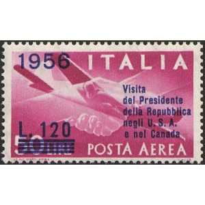 ITALIA - 1956 - Posta Aerea: Visita del Presidente della Repubblica agli USA e Canada - 1 v.