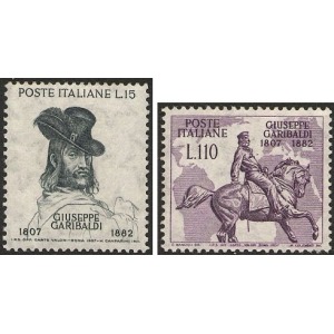 ITALIA - 1957 - 150° della nascita e 75° della morte di Giuseppe Garibaldi - 2 v.