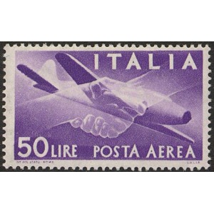 ITALIA - 1957 - Posta Aerea: Democratica 50 L. (fil. stelle IV) - 1 v.