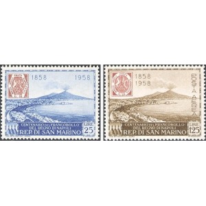 SAN MARINO - 1958 - 100° dei francobolli del Regno di Napoli + Posta Aerea - 2 v.