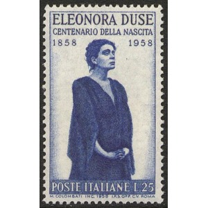 ITALIA - 1958 - 100° della nascita di Eleonora Duse - 1 v.