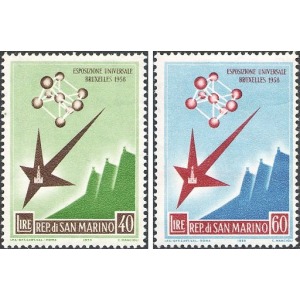 SAN MARINO - 1958 - Esposizione di Bruxelles - 2 v.