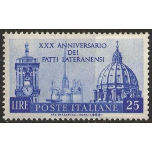 ITALIA - 1959 - 30° dei Patti Lateranensi - 1 v.