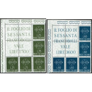 ITALIA - 1959 - Europa - 2 blocchi angolari