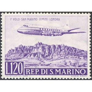 SAN MARINO - 1959 - Posta Aerea: 1° volo San Marino-Rimini-Londra - 1 v.