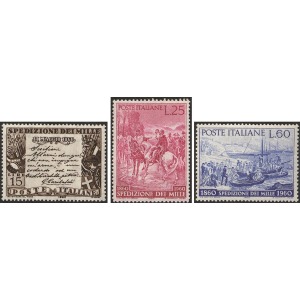 ITALIA - 1960 - 100° della spedizione dei Mille - 3 v.