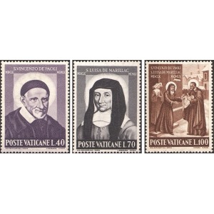 VATICANO - 1960 - 300° della morte di San Vincenzo de' Paoli e di Santa Luisa de' Marillac - 3 v.