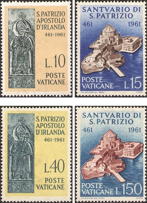 1961 1500° della morte di San Patrizio 4 v. Vaticano VATICANO - 1961 - 1500° della morte di San Patrizio - 4 v.