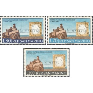 SAN MARINO - 1961 - Mostra filatelica del Risorgimento - 3 v.