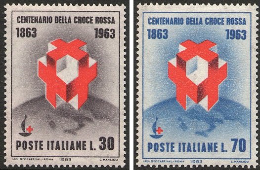 1963 100° della Croce Rossa 2 v. Italia ITALIA - 1963 - 100° della Croce Rossa - 2 v.