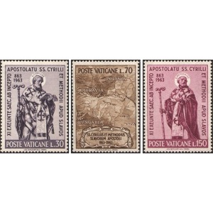 VATICANO - 1963 - 1100° della morte di San Cirillo e Metodio - 3 v.