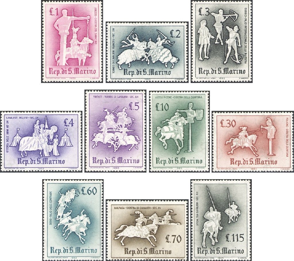 1963 Giostre eTornei 10 v. San Marino SAN MARINO - 1963 - Giostre eTornei - 10 v.
