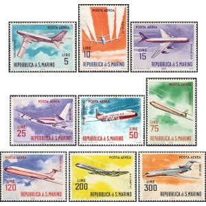 SAN MARINO - 1963 - Posta Aerea: aerei moderni - 9 v.