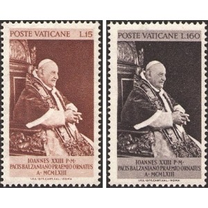 VATICANO - 1963 - Premio Balzan per la Pace a Papa Giovanni XXIII - 2 v.