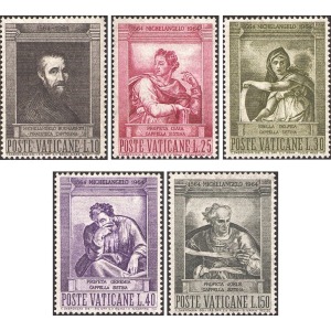 VATICANO - 1964 - 400° della morte di Michelangelo Buonarroti - 5 v.