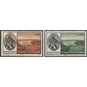 ITALIA - 1964 - Inaugurazione del ponte Giovanni da Verazzano + Posta Aerea - 2 v.