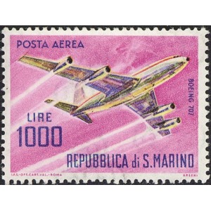 SAN MARINO - 1964 - Posta Aerea: aerei moderni 1.000 L. - 1 v. da BF