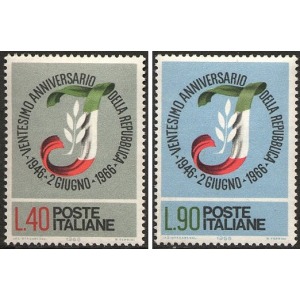 ITALIA - 1966 - 20° della Repubblica - 2 v.