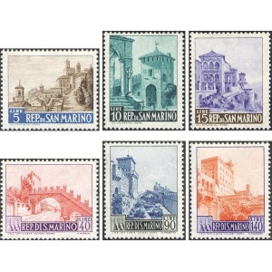 SAN MARINO - 1966 - Vedute, valori complementari - 6 v.