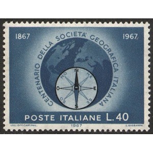 ITALIA - 1967 - 100° della Società Geografica Italiana - 1 v.