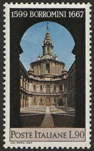 1967 300° della morte di Francesco Borromini 1 v. Italia ITALIA - 1967 - 300° della morte di Francesco Borromini - 1 v.
